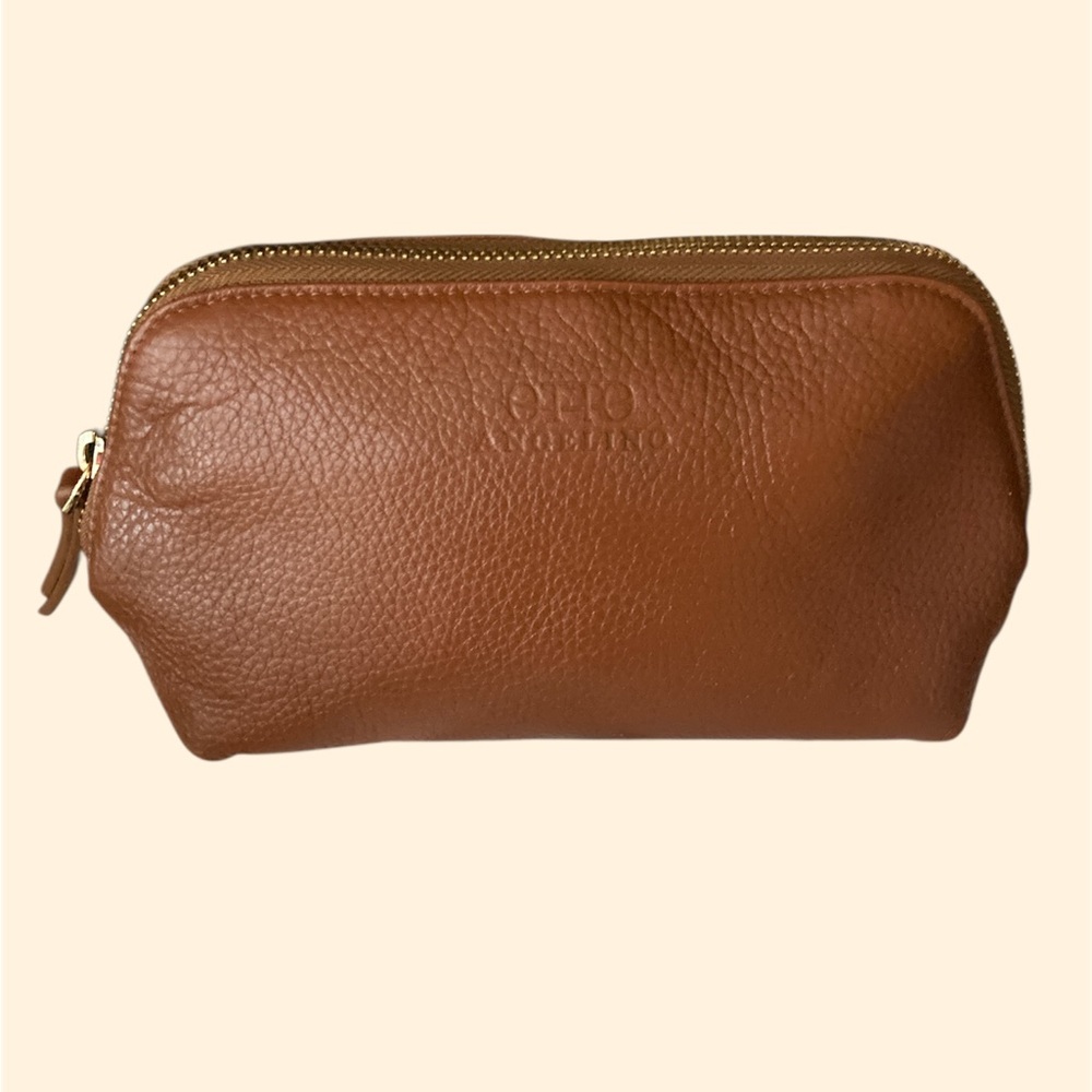 The Otto Angelino Genuine Leather Makeup/ Toiletries bag NWOT Light Brown